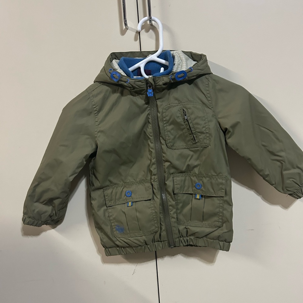 Green Hooded Jacket with Blue Accents, size 4